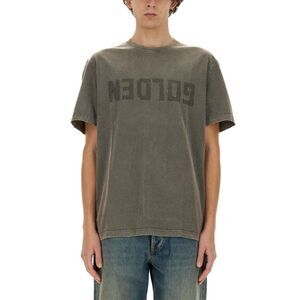 GOLDEN GOOSE GOLDEN Print Distressed Cotton T-Shirt Men GREEN T-Shirts